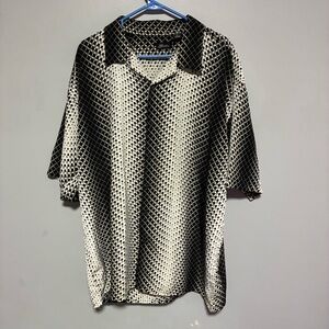 Gochu Stylish Black and White Men's Shirt short sleeve button down size 2XL
